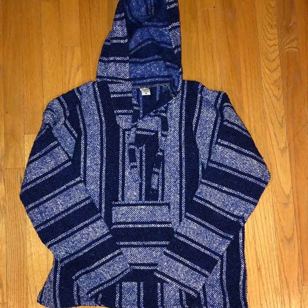 Blue and White drug rug from Mazatlan, Mexico